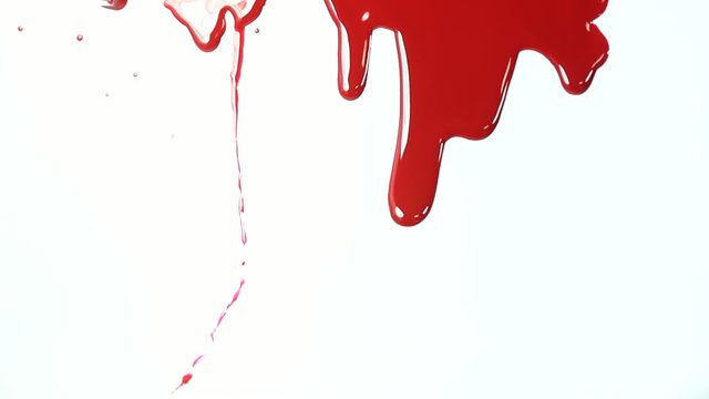 Blood flows on white background