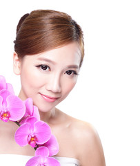 Beauty  face with orchids