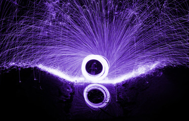 Showers of hot glowing sparks