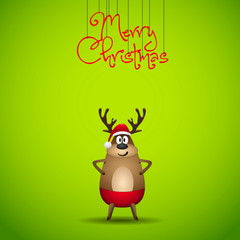 Funny Christmas Reindeer Santa card - vector illustration