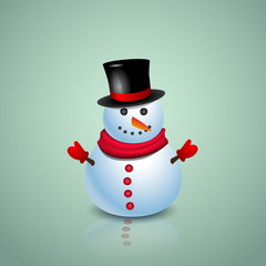 Christmas Greeting Card with snowman. Vector illustration