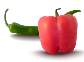 vector red and green peppers