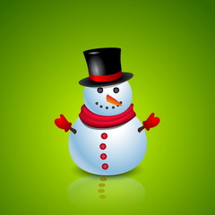 Christmas Greeting Card with snowman. Vector illustration