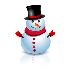 Christmas Greeting Card with snowman. Vector illustration