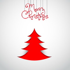 Simple vector christmas papercut tree - original new year card