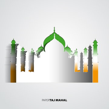 Taj Mahal from paper card - vector illustration