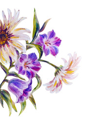 Obraz na płótnie Canvas Wildflowers, oil painting on canvas