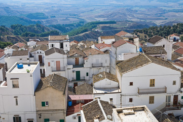 Fototapeta na wymiar Panoramiczny widok z Pisticci. Basilicata. Włochy.