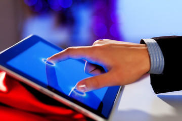 Finger touching screen