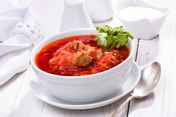 Ukrainian and russian national red borsch