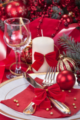 festively decorated table to celebrate the New Year or Christmas