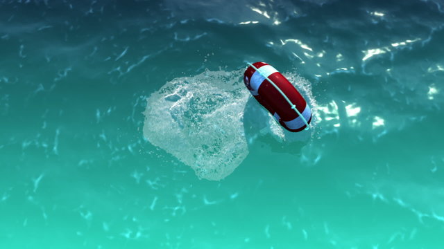 Red and white lifebuoy as help and freedom concept