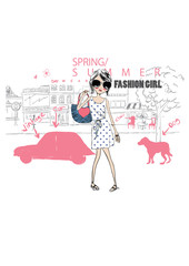 shopping girl with stret