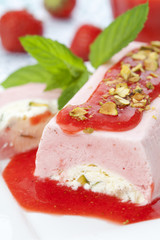 Home made strawberry ice cream with sause