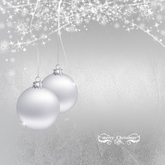 christmas decoration with beautiful ornament silver background