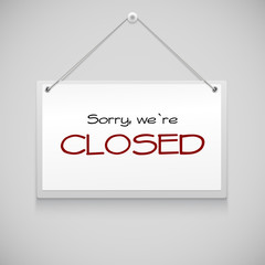 Closed hanging sign