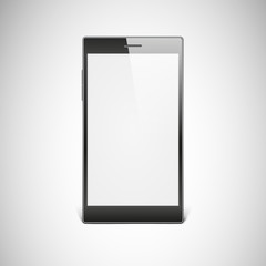 Black smartphone isolated on white background.