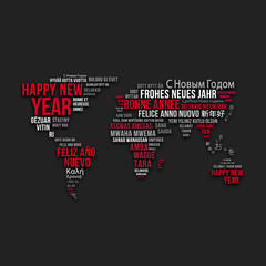 Fototapeta na wymiar Happy New Year - World map