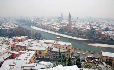 Verona  - Outlook from Castel san Pietro in winter