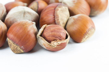 nuts on the white background