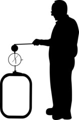Physicist in pose for use in presentations and experiments