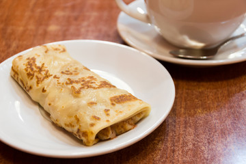 Pancakes with strawberry jam