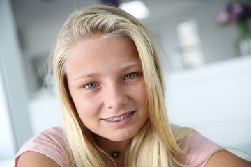 Portrait of young blond teenaged girl