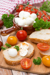 ciabatta, mozzarella, fresh herbs and colorful cherry tomatoes