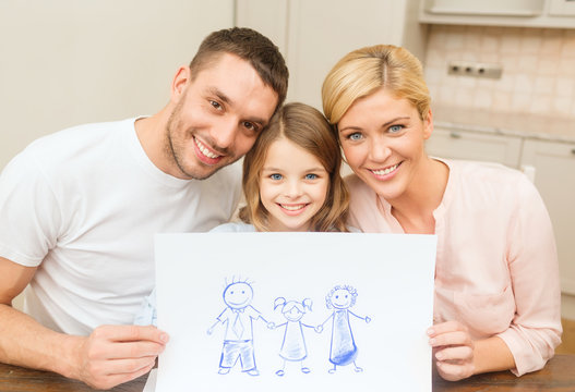 happy family drawing at home