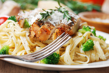 Pasta with fried chicken