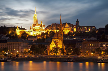 Fototapeta na wymiar Budapest - St. Matthew's Cathedral and Calvin's church