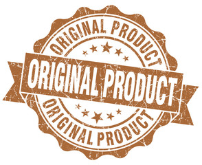 Obraz premium Original product grungy textured brown seal on white background