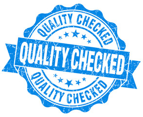 Quality checked grunge scratched blue vintage round seal