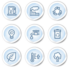 Ecology web icons set 1, light blue stickers