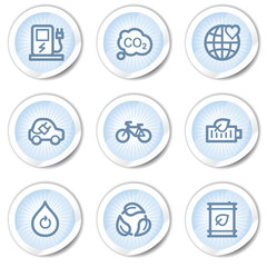 Ecology web icons set 4, light blue stickers