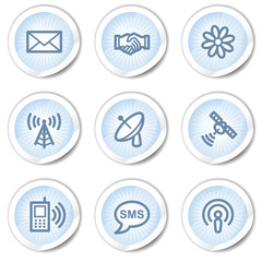 Communication web icons, light blue stickers