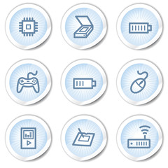Electronics web icons set 2, light blue stickers
