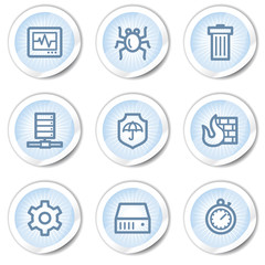 Internet security web icons, light blue stickers