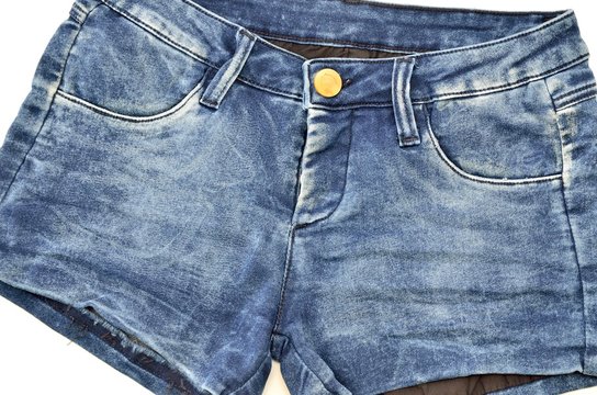 Blue natural denim  hot pants jeans