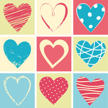 Retro heart set, Valentine's day doodles