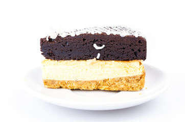 Obraz na płótnie Canvas Brownie cheese cake