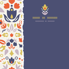 Vector ornamental folk tulips square torn frame seamless pattern