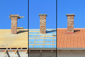 Three phases of a roof construction. - 59491511