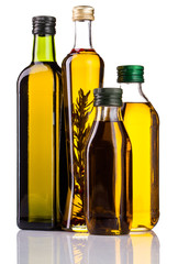 olive oil bottles isolated on white