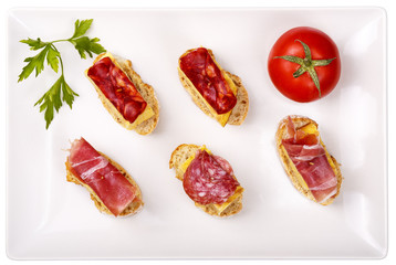 thin slices of Iberian sausage omelette with bread