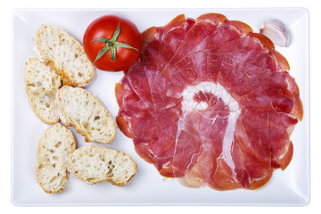 plate of cold cuts ham sausage typical in Spain
