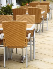 Outdoor restaurant  cafe chairs with table