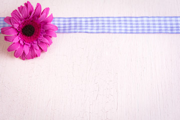 rosa blume mit schleifenband