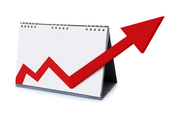 calendar with arrows increasing growth in 2014