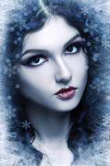 winter woman close up